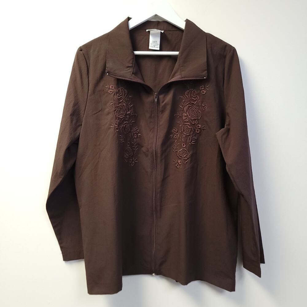 Bonworth Zip Jacket Size M Brown Long Sleeve Light Weight Lechute Fabric Travel​